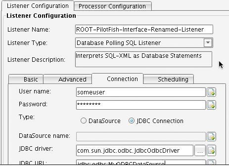 atabase SQL Adapter Connection Panel