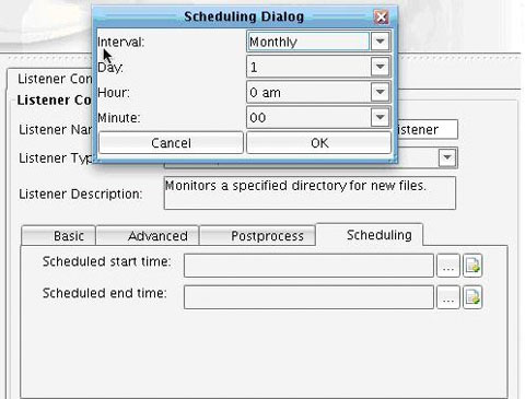 Directory Adapter Scheduling Dialog