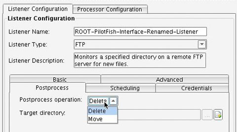 General FTP Adapter Configuration Postprocess Tab