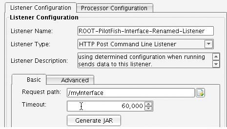 HTTP Post Command Line Adapter Basic Panel