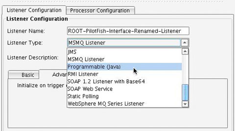 Programmable (Java) Adapter Configuration Panel