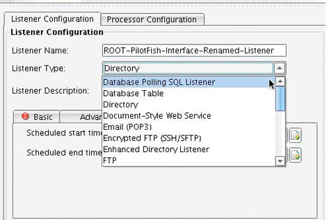 Database SQL Adapter Configuration Screen