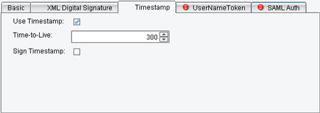 Web Service Security Processor Timestamp panel