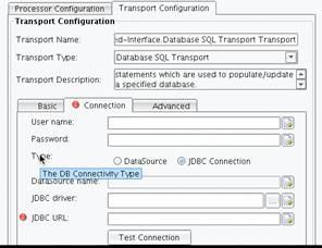 Database SQL Transport ype configuration item