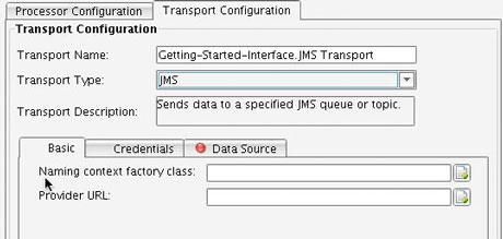 JMS (Java Messaging Service) Transport Credentials tab