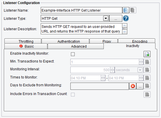 HTTP GET Listener or Adapter Inactivity Configuration Options in PilotFish Engine