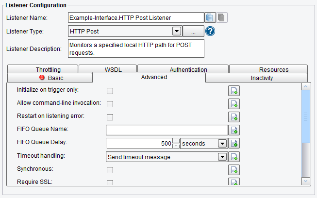 HTTP POST Advanced Listener Configuration Options