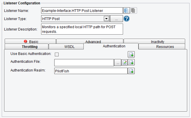 HTTP POST Listener Authentication Options in PilotFish Integration Engine