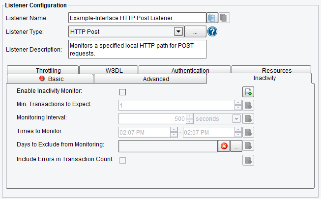 HTTP POST Listener or Adapter Inactivity Configuration Options