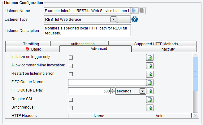 RESTful Web Service Listener Advanced Configuration Options in PilotFish Engine